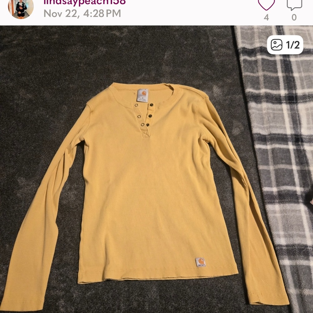 Carhartt Tan Ribbed Henley Top